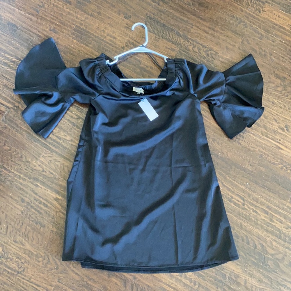 Sugar + lips black off the shoulder dress